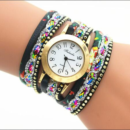 Colorful Print Multilayer Bracelet Watch - Oh Yours Fashion - 5