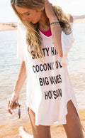 Letter Print Short Sleeves Casual Cover Up T-shirt - OhYoursFashion - 1