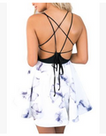 Spaghetti Strap V-neck Sleeveless Print Short Dress - Oh Yours Fashion - 6