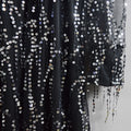 Black V Neck Sequins Fringe Long Dress