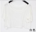 Scoop Casual Short Sleeve Pocket Short Midriff-baring T-shirt - OhYoursFashion - 2