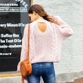Crewneck Cut Out Cable Knitted Sweater