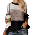 Colorblock Striped Crocheted Pullover Sweater