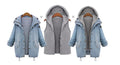 Blue Hooded Drawstring Denim Two Pieces Coat - Oh Yours Fashion - 6