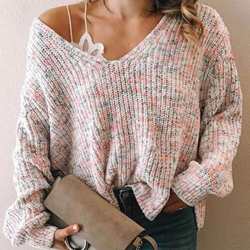 Loose V Neck Knitted Sweater
