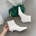 Fashion Leather Square Toe Low Heel Stretch Calf Boots