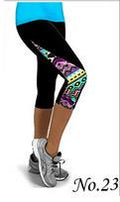 Flower Print Side Triangle Fashion 3/4 Pants Yoga Sport Leggings - Oh Yours Fashion - 19