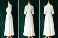 Princess A-line Bowknot Half Sleeves Ruffles Long White Dress - OhYoursFashion - 8