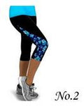 Flower Print Side Triangle Fashion 3/4 Pants Yoga Sport Leggings - Oh Yours Fashion - 5
