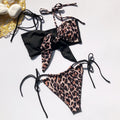 Hot Leopard Strappy Colorblock Thong Bottom Bikinis