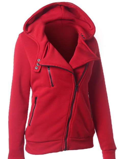 Slide Zipper Pure Color Hooded Lapel Hoodie - Oh Yours Fashion - 2
