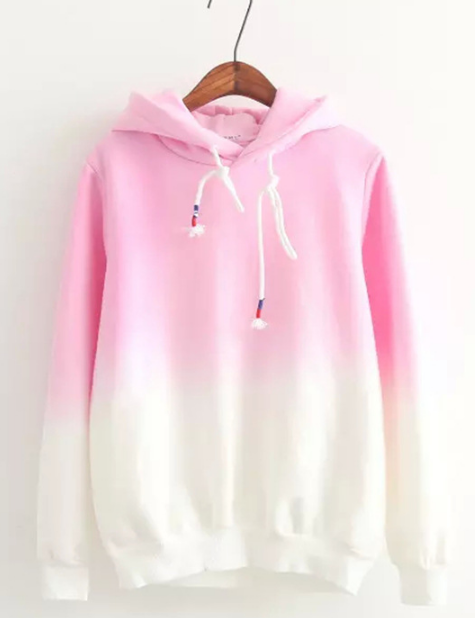 Gradient Color Korean Hooded Long Sleeves Hoodie - Oh Yours Fashion - 1