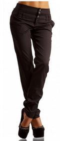 Casual Straight Pure Color Button Women Pants - Oh Yours Fashion - 1