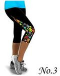 Flower Print Side Triangle Fashion 3/4 Pants Yoga Sport Leggings - Oh Yours Fashion - 6