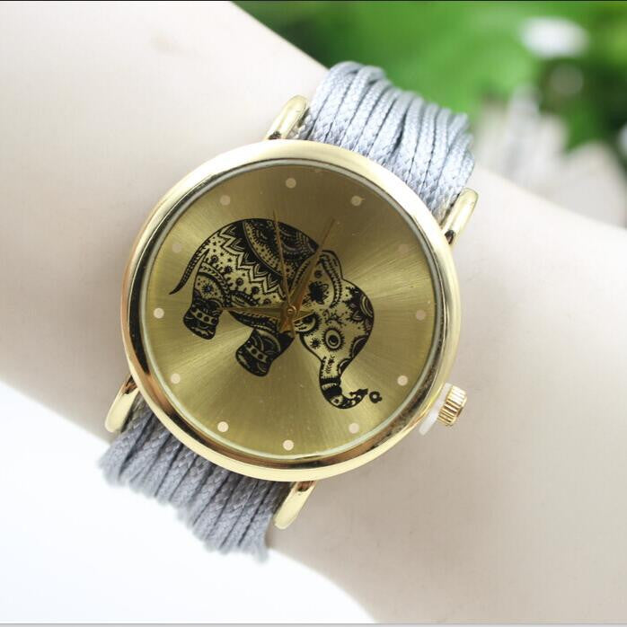 Elephant Print Multilayer Leather Watch - Oh Yours Fashion - 8