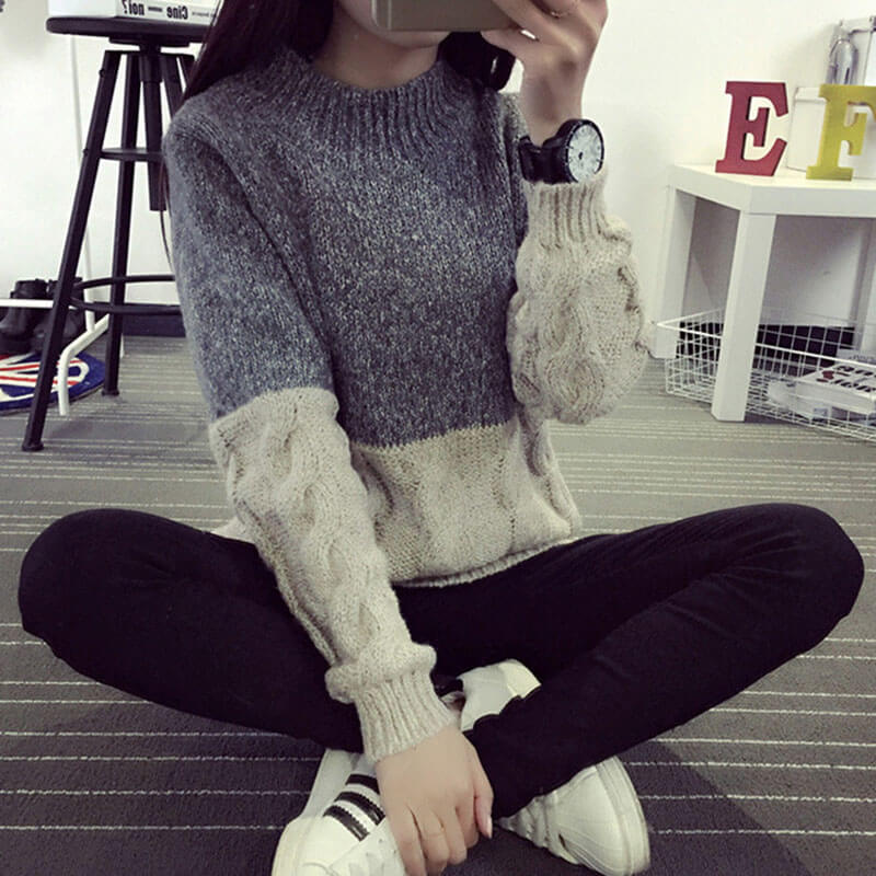 Cable Knit Colorblock Chunky Sweater?