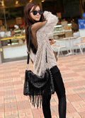 Mesh Patchwork Open Back Loose Sweater - OhYoursFashion - 4