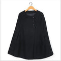 Scoop Neck Woolen Blend Women's Cloak Coat - OhYoursFashion - 5
