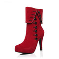 Classy Red Rivets High Heel Platform Boots - OhYoursFashion - 6