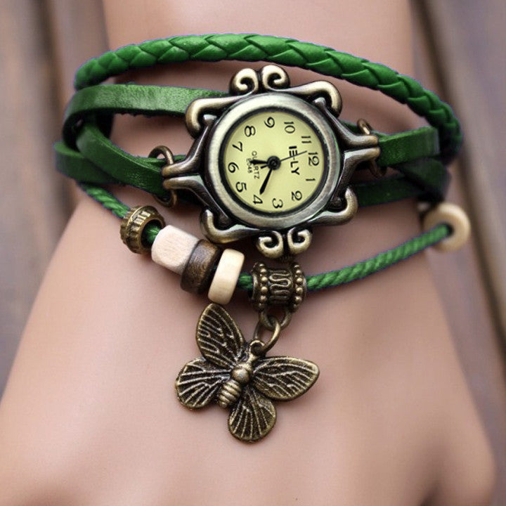 Butterfly Wrap Leather Bracelet Wrist Watch - OhYoursFashion - 2