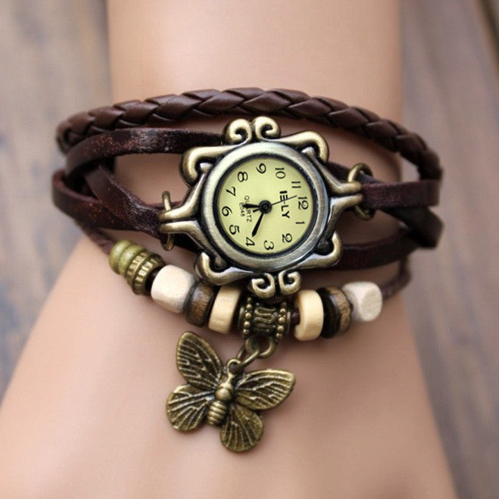 Butterfly Wrap Leather Bracelet Wrist Watch - OhYoursFashion - 4