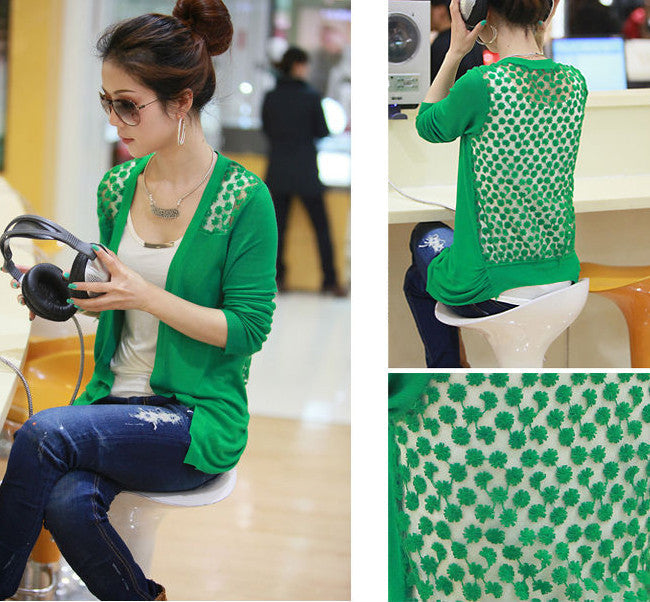 Candy Color Hollow Thin Knitting Blouse - OhYoursFashion - 9