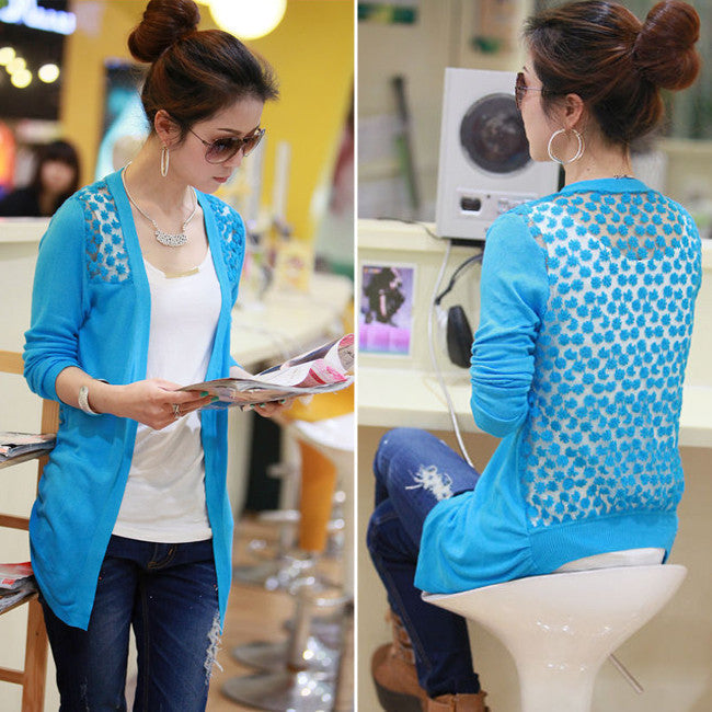 Candy Color Hollow Thin Knitting Blouse - OhYoursFashion - 1