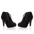 Round Toe Stiletto High Heel Lace Up Ankle Boots - OhYoursFashion - 5