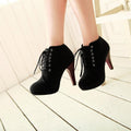 Round Toe Stiletto High Heel Lace Up Ankle Boots - OhYoursFashion - 3