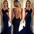 Backless Strap Open Back Mermaid Long Sheath Dress - Oh Yours Fashion - 2