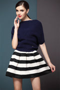 High Waist Stripe Mini Skirt - OhYoursFashion - 3