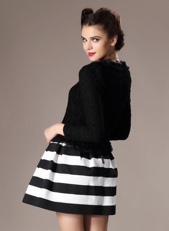 High Waist Stripe Mini Skirt - OhYoursFashion - 7
