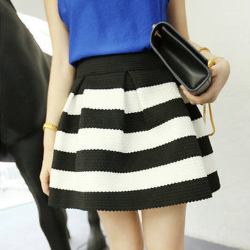 High Waist Stripe Mini Skirt - OhYoursFashion - 1