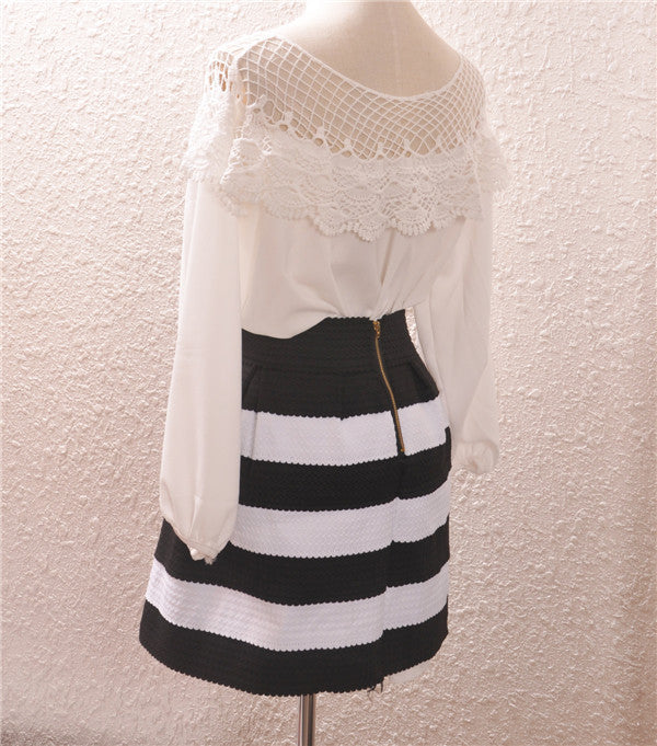 High Waist Stripe Mini Skirt - OhYoursFashion - 6
